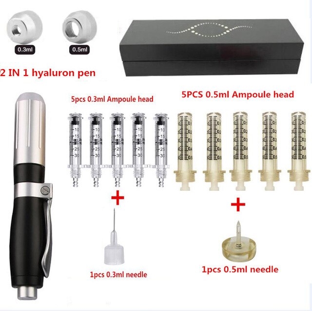 NEW 2 IN 1High Pressure Hyaluronic Acid Pen High density metal For Anti Wrinkle Lip injection hyaluron gun atomizer hyaluron pen