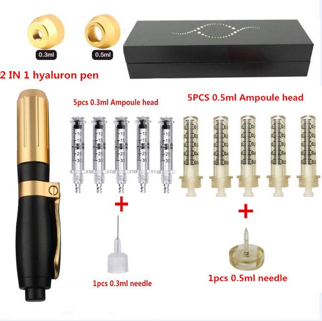 NEW 2 IN 1High Pressure Hyaluronic Acid Pen High density metal For Anti Wrinkle Lip injection hyaluron gun atomizer hyaluron pen