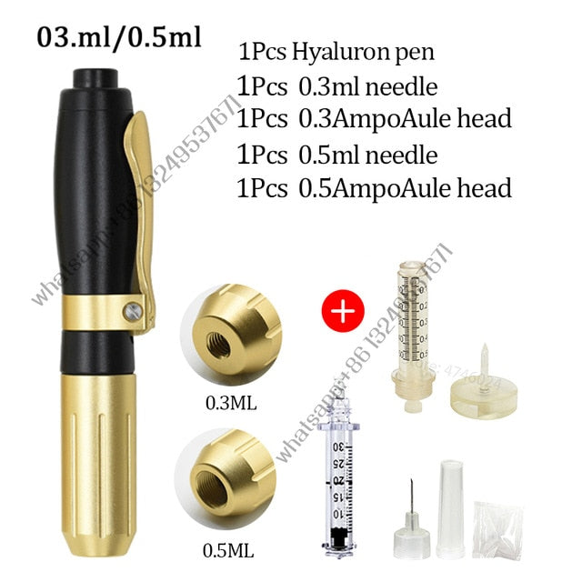 Hyaluron Pen 2 in1 0.3 0.5ML Heads Hyaluronic Acid Pen For Anti Wrinkle Lifting Lip Hyaluron Gun Atomizer Lip Injection Pen Acid