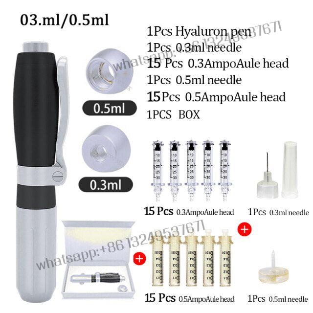 Hyaluron Pen 2 in1 0.3 0.5ML Heads Hyaluronic Acid Pen For Anti Wrinkle Lifting Lip Hyaluron Gun Atomizer Lip Injection Pen Acid