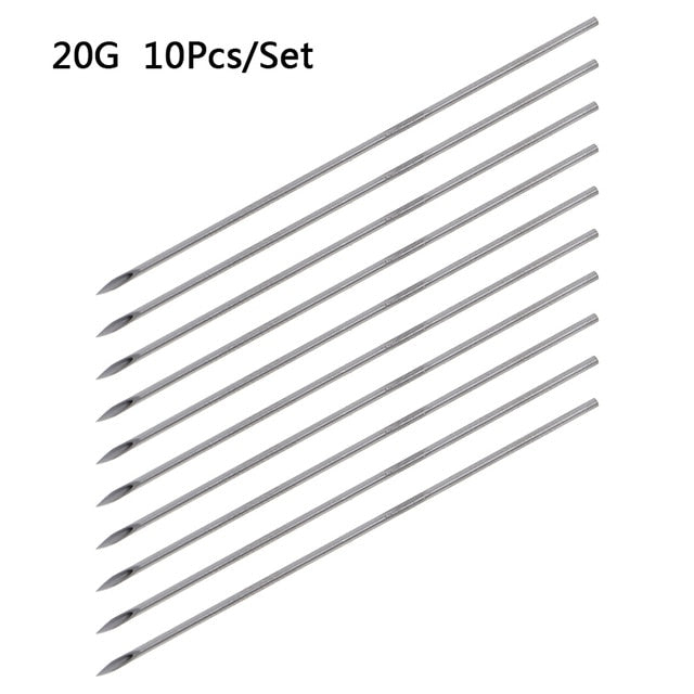 10pcs/set Disposable Tattoo 12g/14g/16g/18g/20g Piercing Needles For Navel Nipple Ear Nose Lip Tattoo Piercing Needles Kit Tool