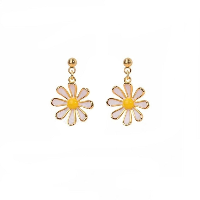 1 Pair Korean Daisy Yellow Sun Flower Stud Earrings Girl Drop Jewelry Stud Earrings Summer Trendy Plant Jewelry for Girls