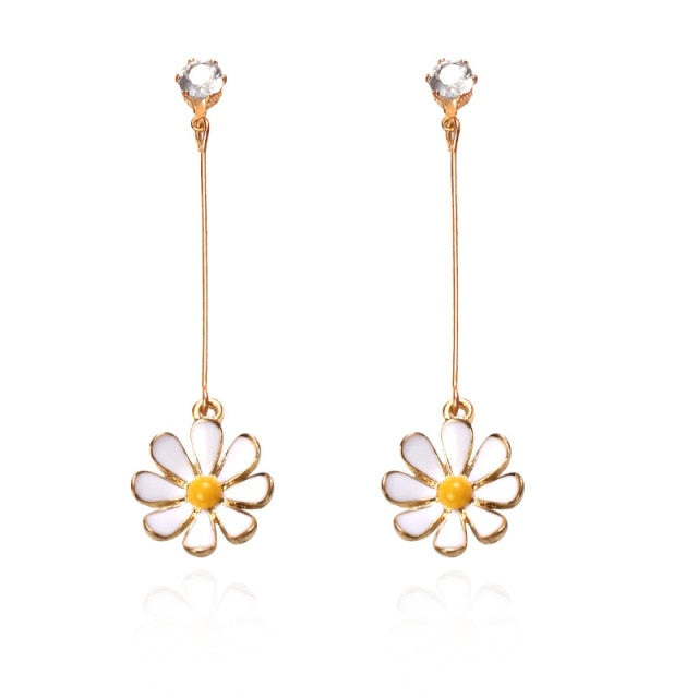 1 Pair Korean Daisy Yellow Sun Flower Stud Earrings Girl Drop Jewelry Stud Earrings Summer Trendy Plant Jewelry for Girls