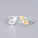 Korean Style Daisy Flower Elegant Opening Rings Women Adjustable Wedding Party Engagement Finger Rings Statement Jewelry Gift