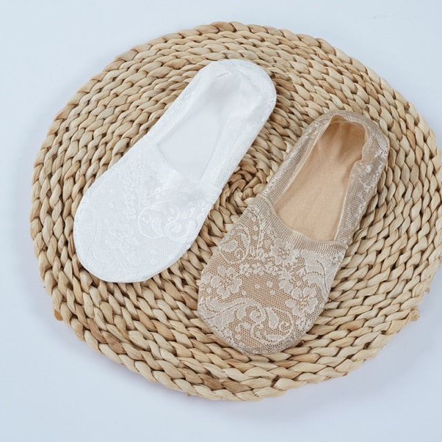 1/2 Pairs Fashion Women Girls Summer Socks Style Lace Flower Short Sock Antiskid Invisible Ankle 2020 Sox Sock Slippers