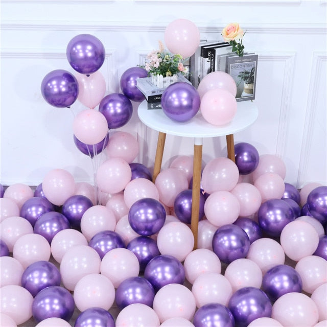20pcs Pink Silver Confetti balloons Set Chrome metallic ballon Birthday Party Wedding Decoration Wedding Anniversary globals