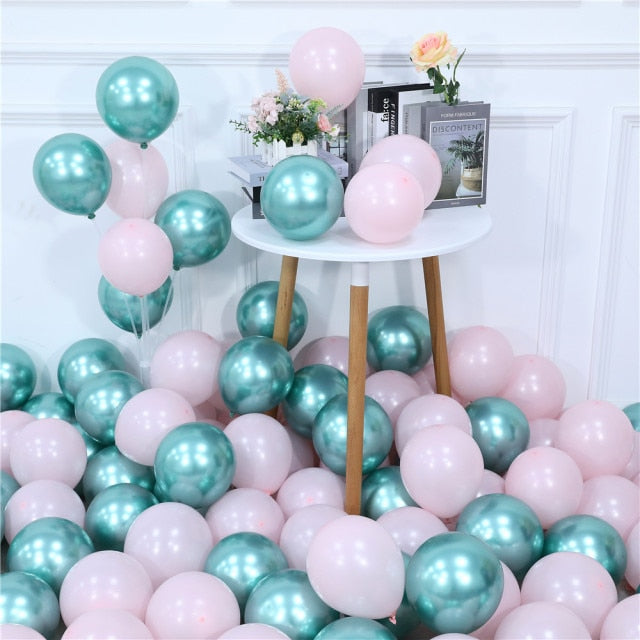 20pcs Pink Silver Confetti balloons Set Chrome metallic ballon Birthday Party Wedding Decoration Wedding Anniversary globals