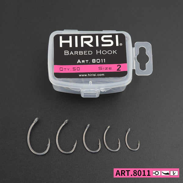 50pcs Coating High Carbon Stainless Steel Barbed hooks Carp Fishing Hooks Pack with Retail Original Box 8011