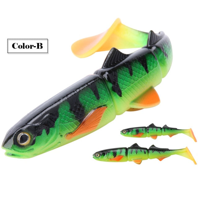 Spinpoler 3-jointed Soft Plastic Bait Swimming Paddle Tail Swimbait 16cm 22cm Pike Bass Muskie Big T Tail Soft Lures 1pcs