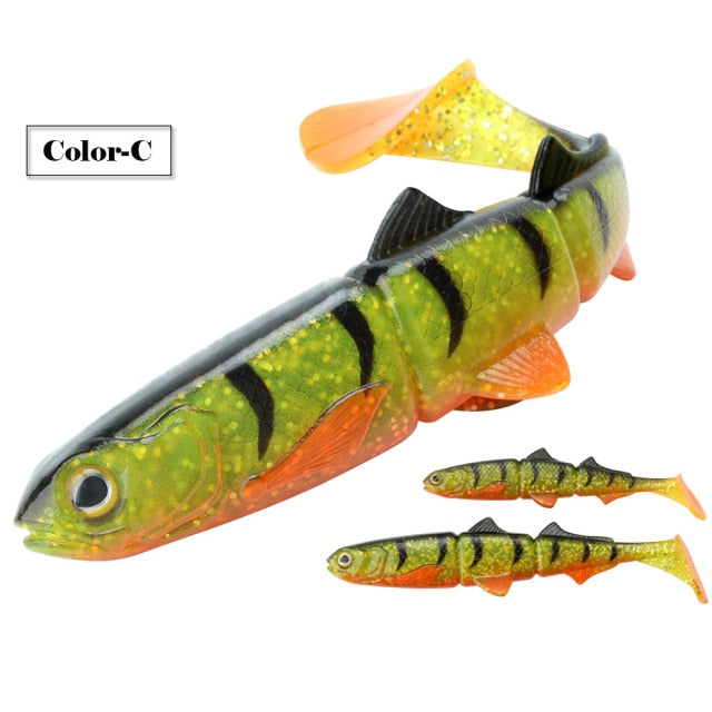 Spinpoler 3-jointed Soft Plastic Bait Swimming Paddle Tail Swimbait 16cm 22cm Pike Bass Muskie Big T Tail Soft Lures 1pcs