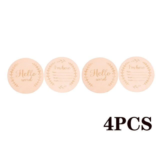 Wooden Baby Month Milestone Card Newborn Birth Month Birthday Milestone Wooden Teether Baby Kids Photography Props Toy