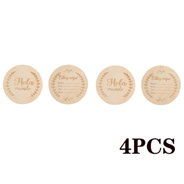 Wooden Baby Month Milestone Card Newborn Birth Month Birthday Milestone Wooden Teether Baby Kids Photography Props Toy