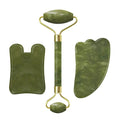 Drop Shipping Jade Face Roller Gua Sha Facial Massager 100% Natural Real Stone Gouache Scraper Face Skin Care Massage Tools