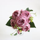 Hot Selling 1pcs/30cm Rose Pink Silk Bouquet Peony Artificial Flower 5 Big Head 4 Small Bud Bride Wedding Home Decoration Artifi