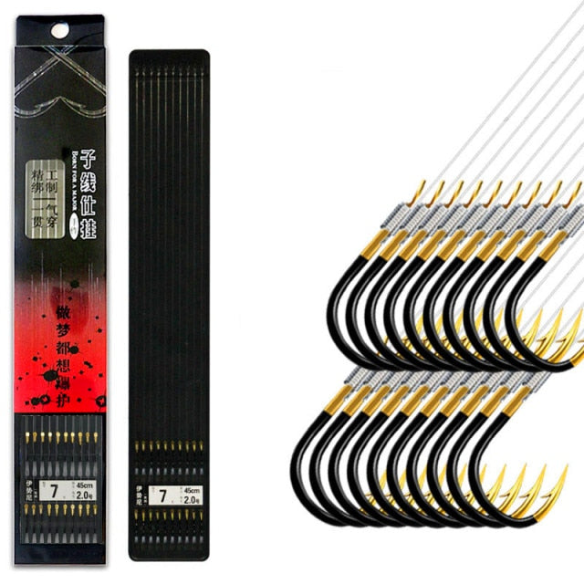 High Carbon Steel Fishing Hook, Black Gold Ghost Tooth Carp Hook, Japanese Style Sea Water Fishing Anchor Line, 45cmFishing Line