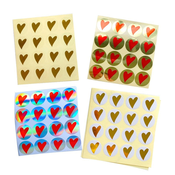 160pcs/Lot Round Bronzing Heart  gift seal label Adhesive Kraft Seal Sticker for Baking Stickers Funny DIY work