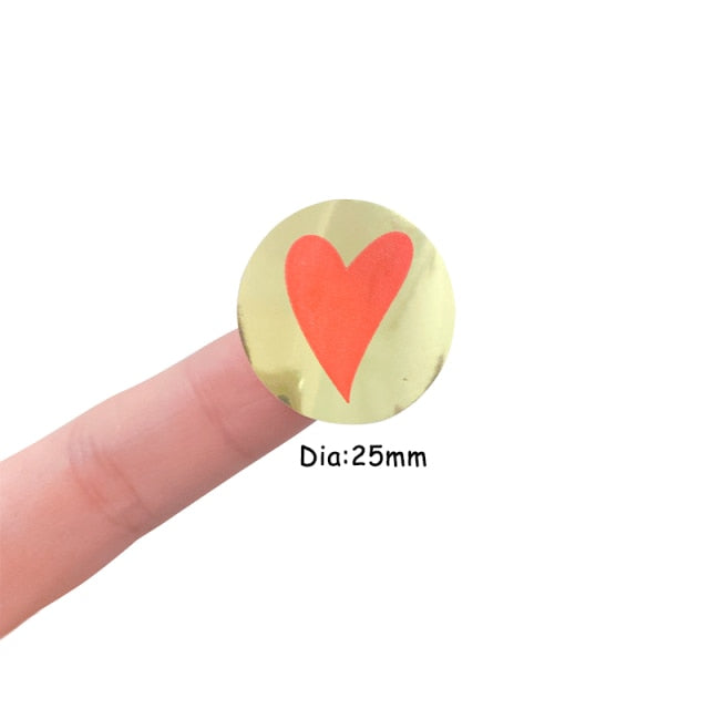 160pcs/Lot Round Bronzing Heart  gift seal label Adhesive Kraft Seal Sticker for Baking Stickers Funny DIY work