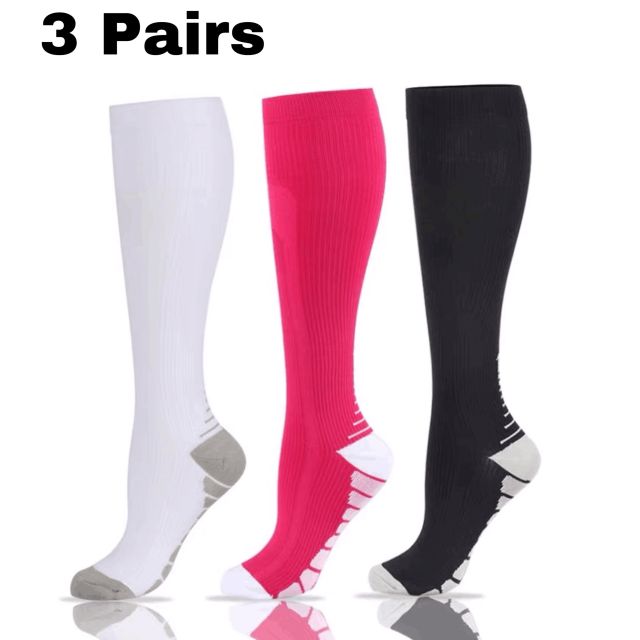 1/2/3/4/5/6/7 Pairs Compression Socks Fit Varicose Veins Football Soccer Stockings 30Mm Men Women Socks For Running Cycling Sock