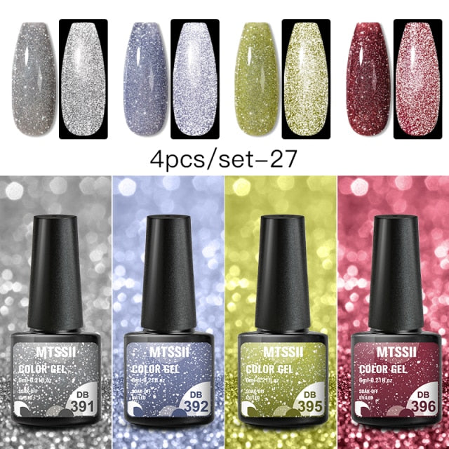 Mtssii 10Pcs/set Color Gel Nail Polish Set 100 Colors Semi Permanent UV Led Gel Varnish Soak Off Nail Lacquers Base Top Coat