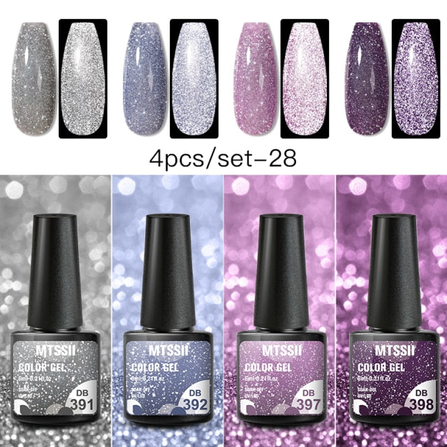 Mtssii 10Pcs/set Color Gel Nail Polish Set 100 Colors Semi Permanent UV Led Gel Varnish Soak Off Nail Lacquers Base Top Coat