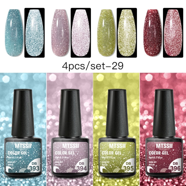 Mtssii 10Pcs/set Color Gel Nail Polish Set 100 Colors Semi Permanent UV Led Gel Varnish Soak Off Nail Lacquers Base Top Coat