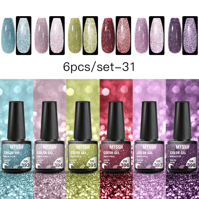 Mtssii 10Pcs/set Color Gel Nail Polish Set 100 Colors Semi Permanent UV Led Gel Varnish Soak Off Nail Lacquers Base Top Coat