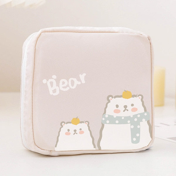 OYOREFD Waterproof Tampon Storage Bag Cute Sanitary Pad Pouches Portable Makeup Lipstick Key Earphone Data Cables Organizer