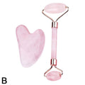 2pcs/Set Kamien Gua Sha Stone For Face Massage Rose Quartz Jade Stone Face Massage Roller Gua Sha Scraper Board Face