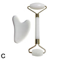 2pcs/Set Kamien Gua Sha Stone For Face Massage Rose Quartz Jade Stone Face Massage Roller Gua Sha Scraper Board Face