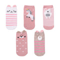 5 Pairs Lot Cotton Women Socks Female Casual Boat 3D Pack Cartoon Harajuku Cat Cute Heart Invisiable Funny Girl Ankle Sock Set