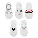 5 Pairs Lot Cotton Women Socks Female Casual Boat 3D Pack Cartoon Harajuku Cat Cute Heart Invisiable Funny Girl Ankle Sock Set