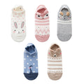5 Pairs Lot Cotton Women Socks Female Casual Boat 3D Pack Cartoon Harajuku Cat Cute Heart Invisiable Funny Girl Ankle Sock Set