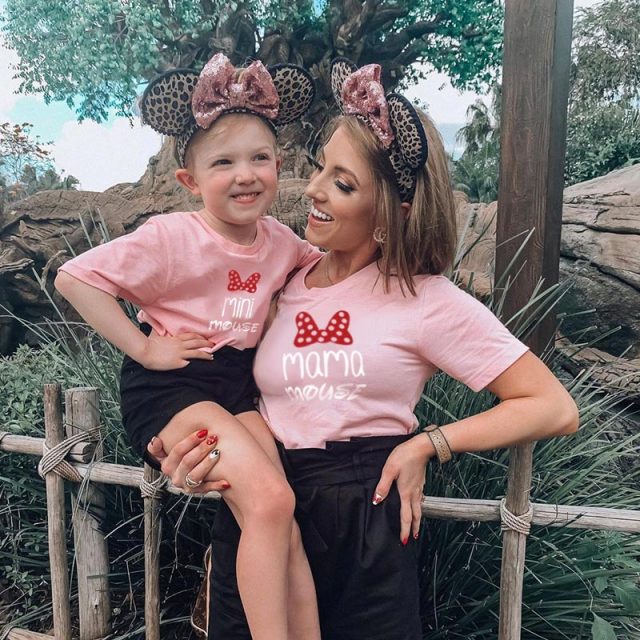 Rainbow Mother Daughter T-shirts Summer Family Matching Outfits Mom Baby Mommy and Me Tee-shirt Clothes Woman Girls Cotton Tops