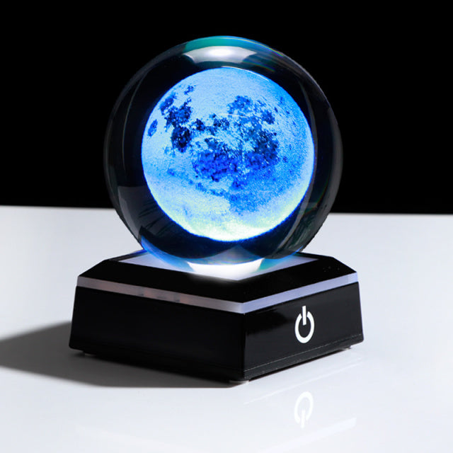 New 80mm K9 Crystal Solar System Planet Globe 3D Laser Engraved Sun System Ball with Touch Switch LED Light Base Astronomy Gifts