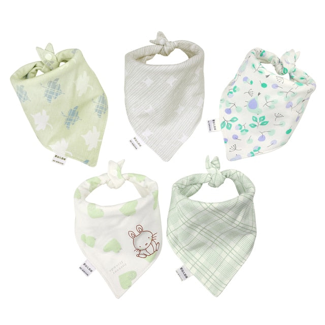 5pcs Baby Bibs Cotton Bandana Bibs Baby Feeding Infant Teething Bibs Cartoon Saliva Towel Baby Eating Accessory Baby Stuff
