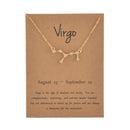 Female Elegant Star Zodiac Sign 12 Constellation Necklaces Pendant Charm Gold Chain Choker Necklaces for Women Jewelry Cardboard