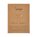 Female Elegant Star Zodiac Sign 12 Constellation Necklaces Pendant Charm Gold Chain Choker Necklaces for Women Jewelry Cardboard
