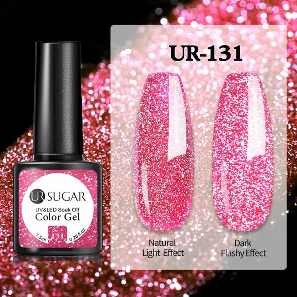 UR SUGAR 7.5ml Reflective Glitter Gel Shiny Rose Red Silver UV Gel Nail Polish Soak Off Colorful Gel Nail Art Decoration