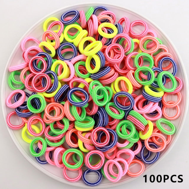 Kid Small Hair Bands Baby Girl Children Headbands Colorful Elastic Hair Tie Nylon Scrunchie Hair Rope 50/100pcs Hair Accessories