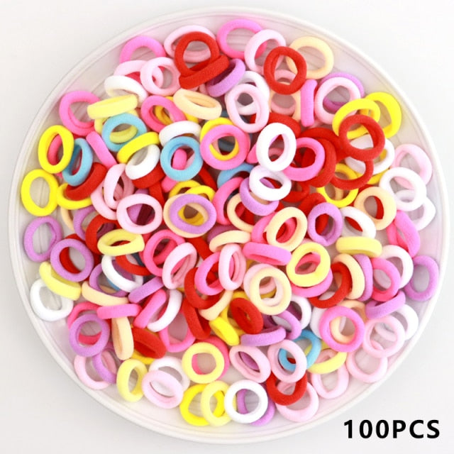 Kid Small Hair Bands Baby Girl Children Headbands Colorful Elastic Hair Tie Nylon Scrunchie Hair Rope 50/100pcs Hair Accessories