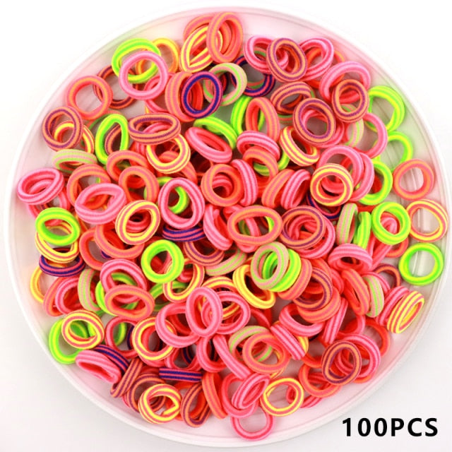 Kid Small Hair Bands Baby Girl Children Headbands Colorful Elastic Hair Tie Nylon Scrunchie Hair Rope 50/100pcs Hair Accessories