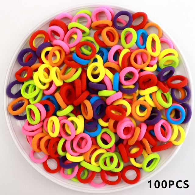 Kid Small Hair Bands Baby Girl Children Headbands Colorful Elastic Hair Tie Nylon Scrunchie Hair Rope 50/100pcs Hair Accessories