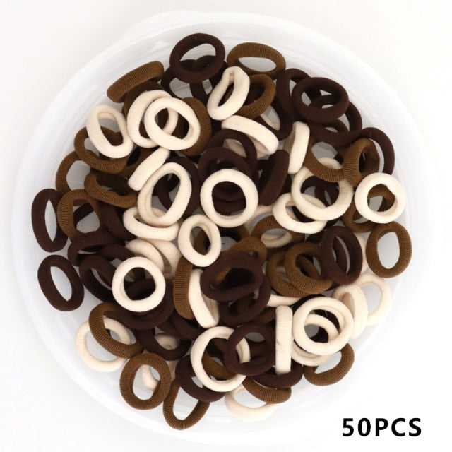 Kid Small Hair Bands Baby Girl Children Headbands Colorful Elastic Hair Tie Nylon Scrunchie Hair Rope 50/100pcs Hair Accessories