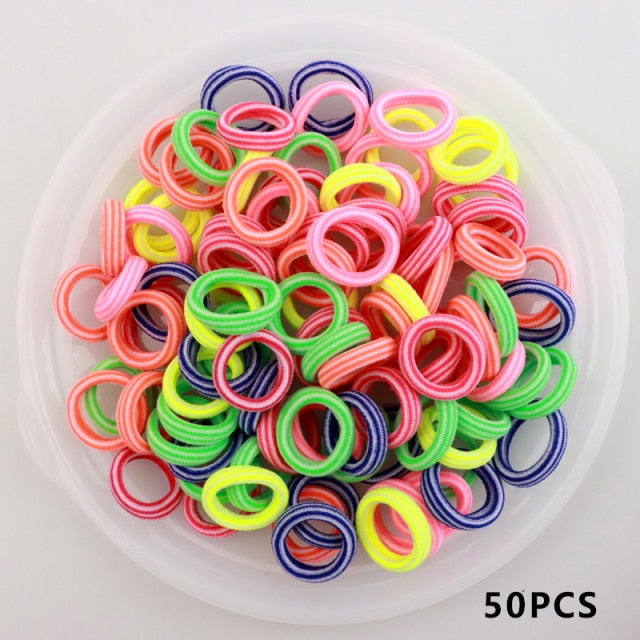 Kid Small Hair Bands Baby Girl Children Headbands Colorful Elastic Hair Tie Nylon Scrunchie Hair Rope 50/100pcs Hair Accessories