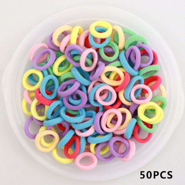 Kid Small Hair Bands Baby Girl Children Headbands Colorful Elastic Hair Tie Nylon Scrunchie Hair Rope 50/100pcs Hair Accessories