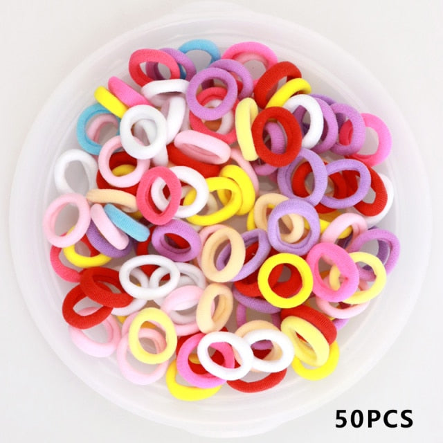 Kid Small Hair Bands Baby Girl Children Headbands Colorful Elastic Hair Tie Nylon Scrunchie Hair Rope 50/100pcs Hair Accessories