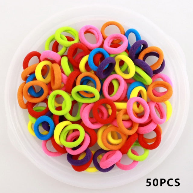 Kid Small Hair Bands Baby Girl Children Headbands Colorful Elastic Hair Tie Nylon Scrunchie Hair Rope 50/100pcs Hair Accessories