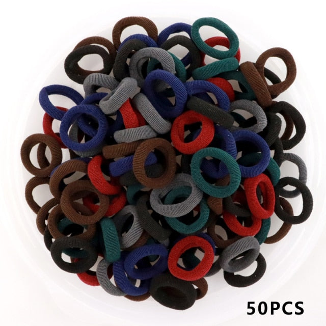 Kid Small Hair Bands Baby Girl Children Headbands Colorful Elastic Hair Tie Nylon Scrunchie Hair Rope 50/100pcs Hair Accessories