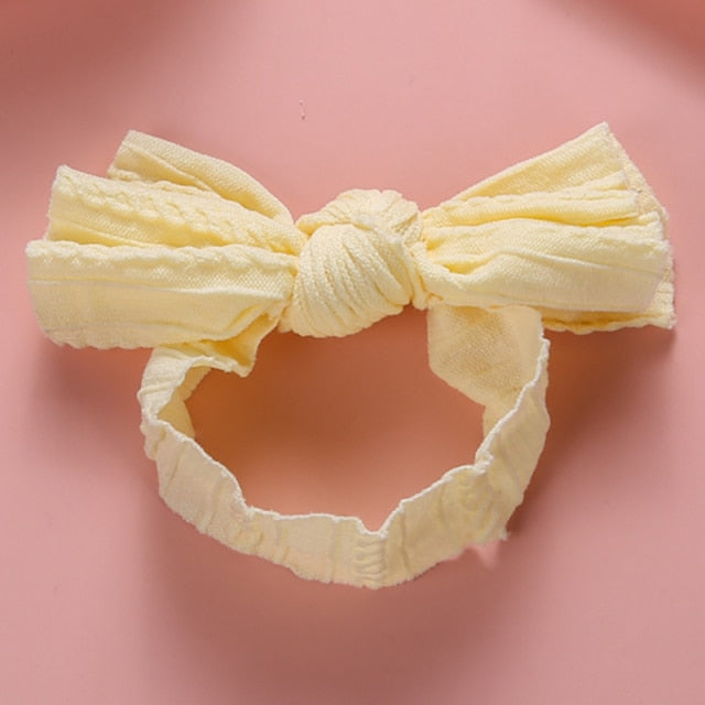 1pcs Cable Knit Nylon Bow Headwrap, One size fits all nylon headbands, wide nylon headbands, baby headbands, Knot bow headwear