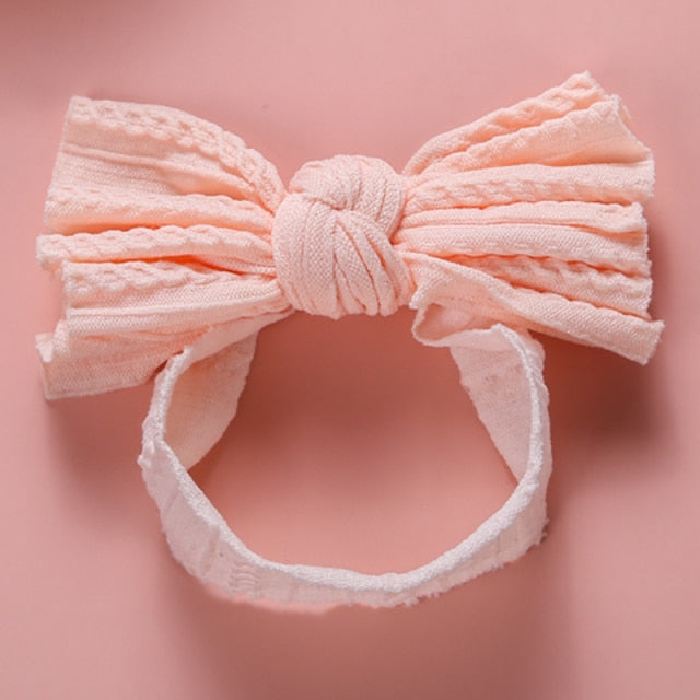 1pcs Cable Knit Nylon Bow Headwrap, One size fits all nylon headbands, wide nylon headbands, baby headbands, Knot bow headwear